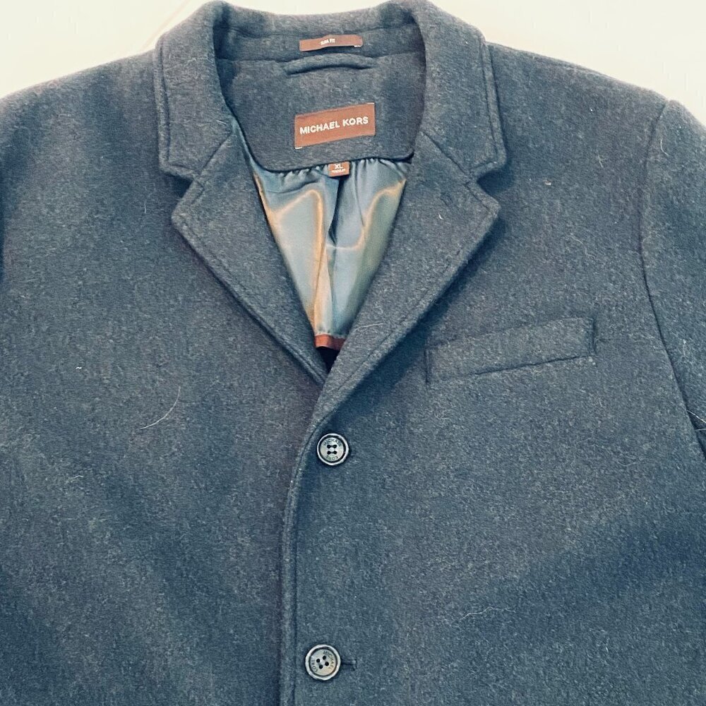 Michael Kors charcoal grey wool blend dress coat Mens Size XL classic luxury - Picture 3 of 14